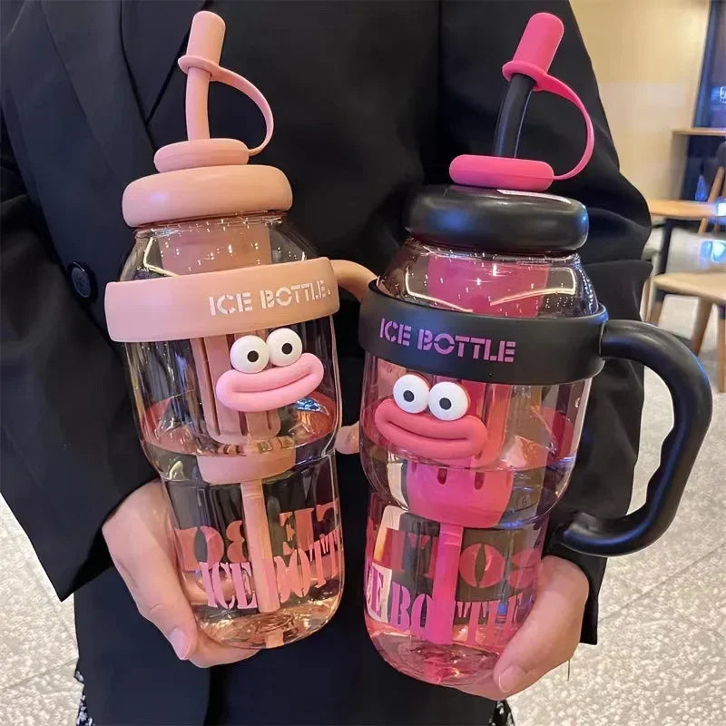 1100ML Sports Water Bottle Cute Aesthetic Large Capacity Straw Cup for Women Children Water Cup Summer Outdoor Portable Use