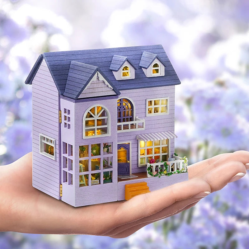 DIY Wooden Doll Houses Mini Assembly Handmade Small House Creative Scene Decoration DollHouse For Toys Birthday Gifts