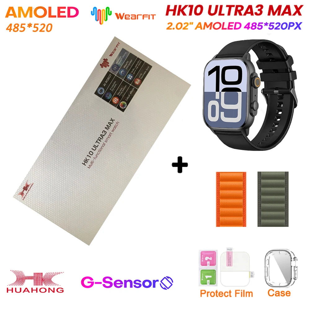 Original HK10 Ultra 3 MAX SmartWatch 2025 For Man Women 49mm HD AMOLED 4GB ROM AI ROBOT NFC GPS Smart Band Watch For IOS Android