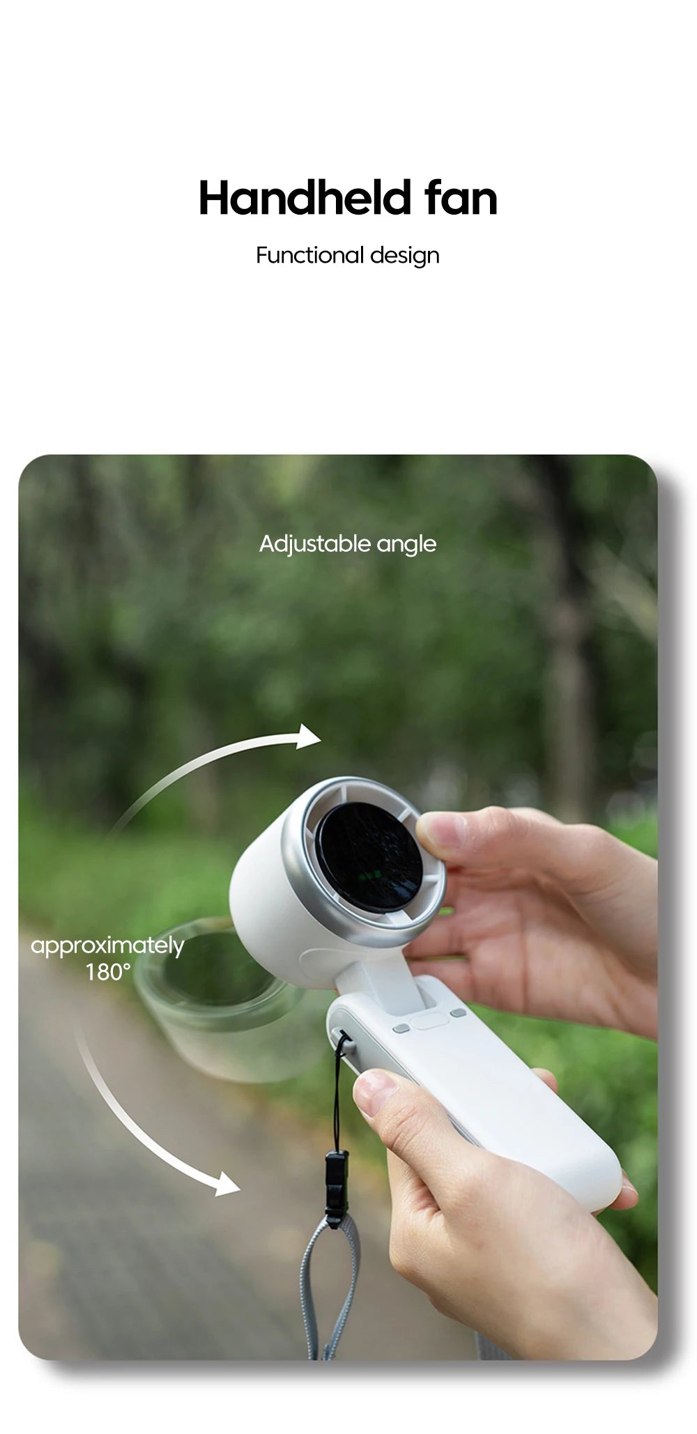 Handheld Folding Fan Type-C Charge Ports Portable Desktop 5level Wind Speed Adjustment Digital Display Electric Fan With Lanyard