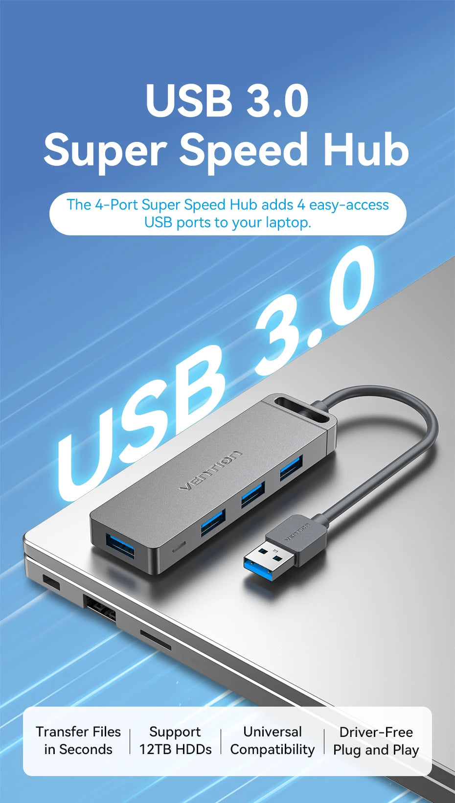 Vention USB Hub High Speed 4 Ports Multi USB 3.0 to USB 3.0 Hub Splitter Adapter for MacBook Pro iPad Pro Xiaomi Lenovo USB Hub