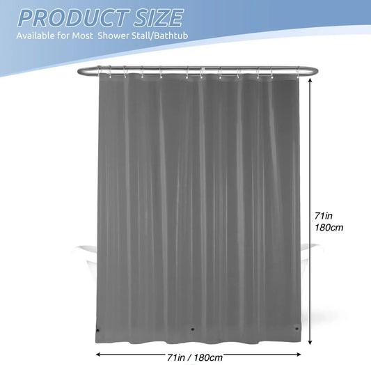 1pc Gray Shower Curtain Liner with Weighted Magnets Plastic Hooks and Durable Metal Grommets Bathroom Curtain Bath Curtain