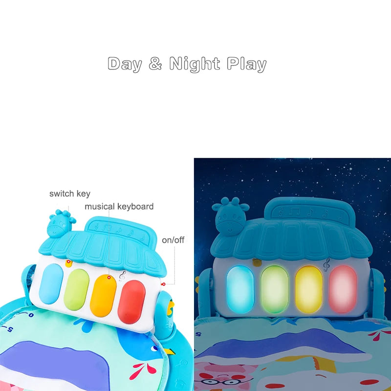 0-36 Months Baby Fitness Stand Music Play Gym Activity Toys Newborn Piano Crawling Blanket Pedal Game Pad Early Education Gifts