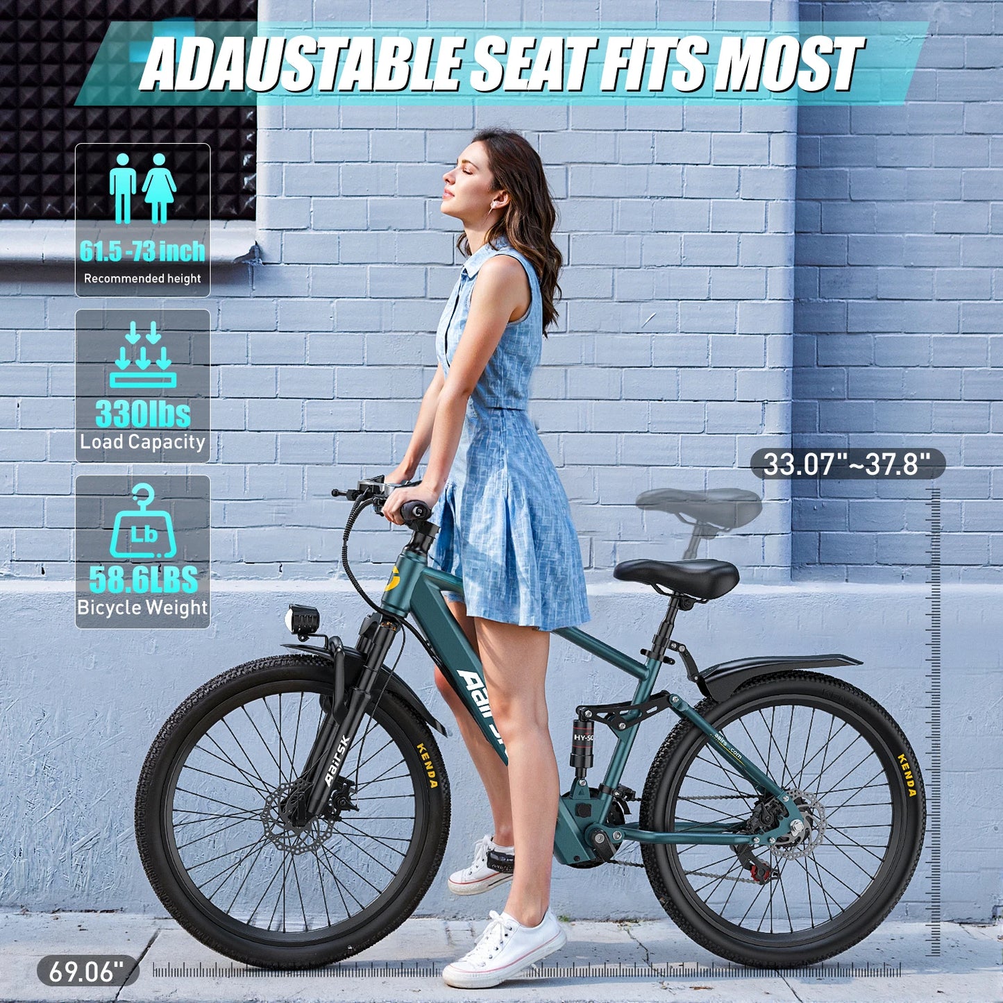 Aairsk GT900 Ebike 250W Motor 36V13AH Battery Electric Bicycle Mountain 26''Off-road Full Suspension Adult Electric Bike