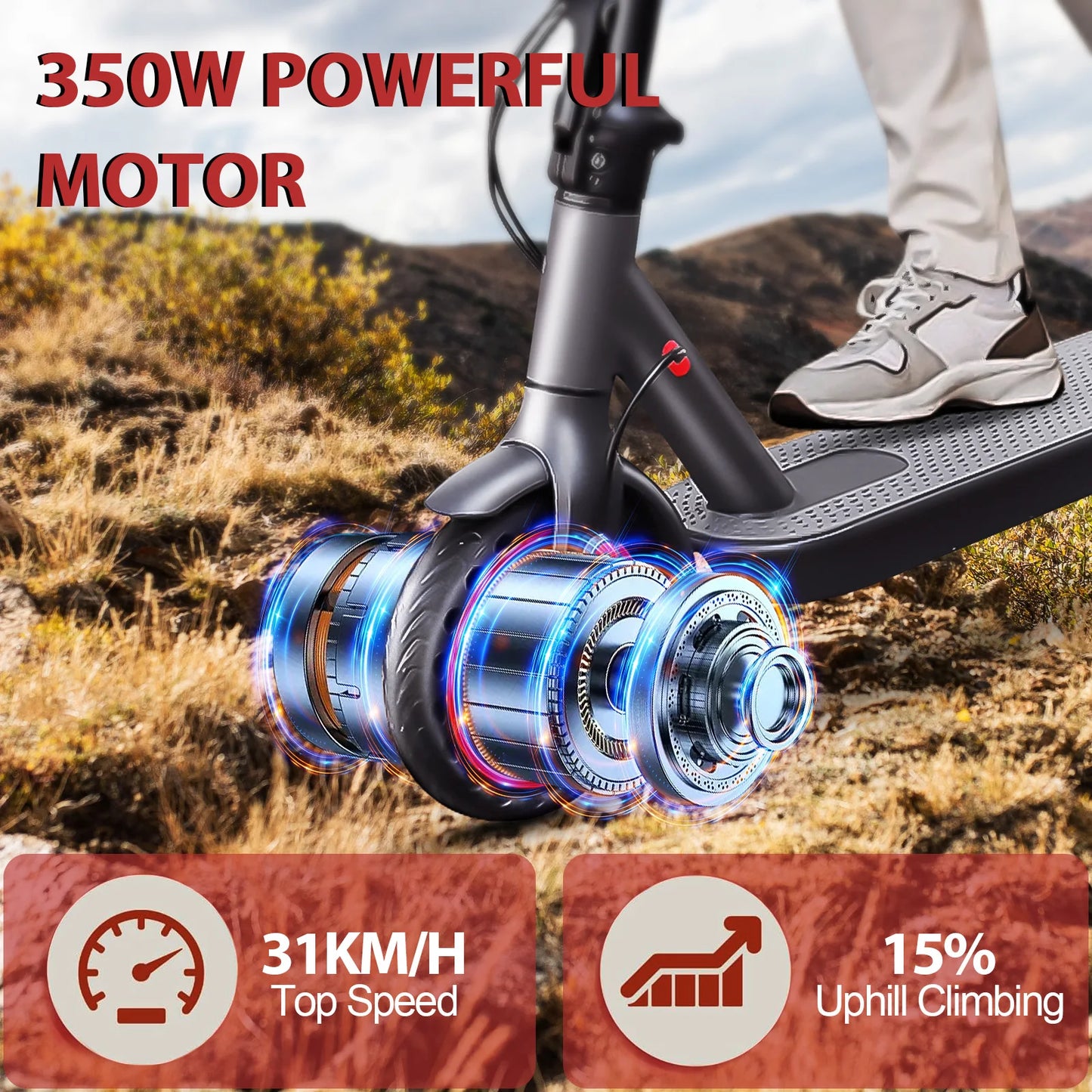 AOVOPRO Adult Electric Scooter 36V 7.8AH Battery 350W Powerful Motor Maximum Speed: 19 mph miles App Control Supported 8.5-inch