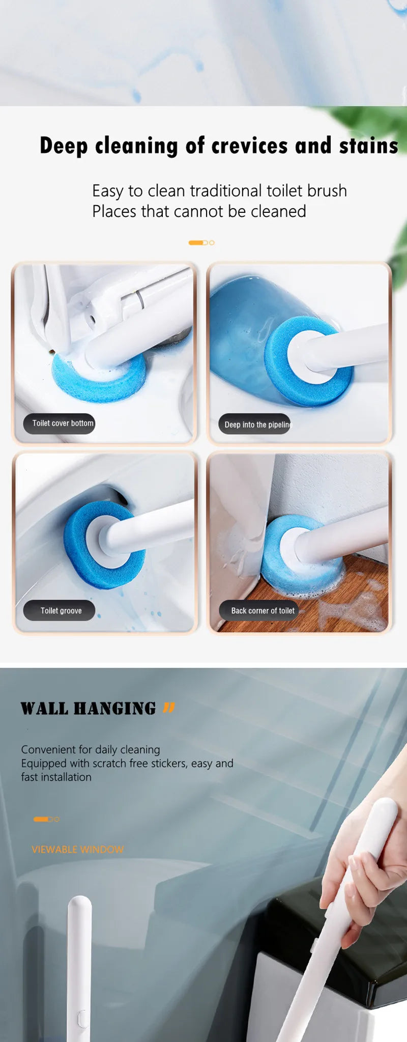 Wall-mounted Disposable Toilet Brush Home Replaceable Toilet Brush Bathroom Cleaning Tools WC Bathroom Accessories