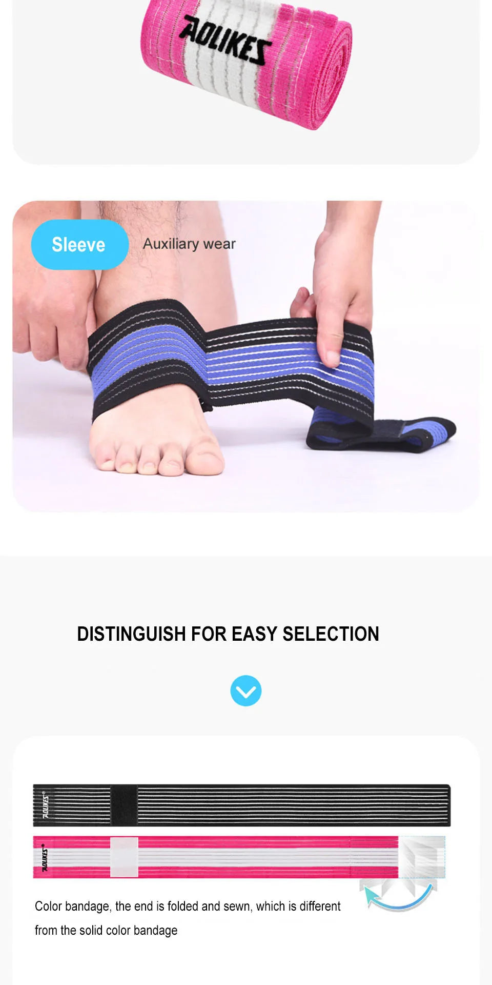 AOLIKES Professional Sports Strain Wraps Bandages Elastic Ankle Support Pad Protection Ankle Bandage Guard Gym Protection
