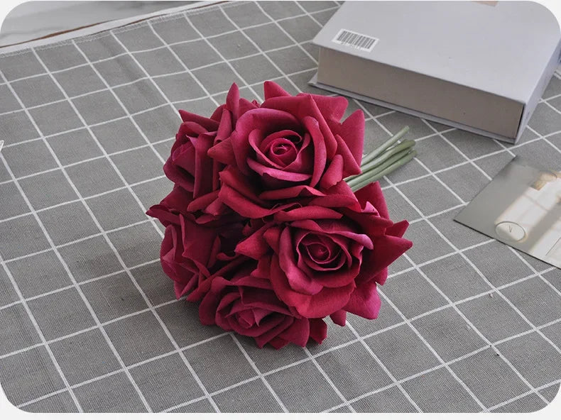 5 Head Curled Rose Bouquet with Artificial Moisture Sensation High-end Silk Flower Home Decoration Wedding Decoration