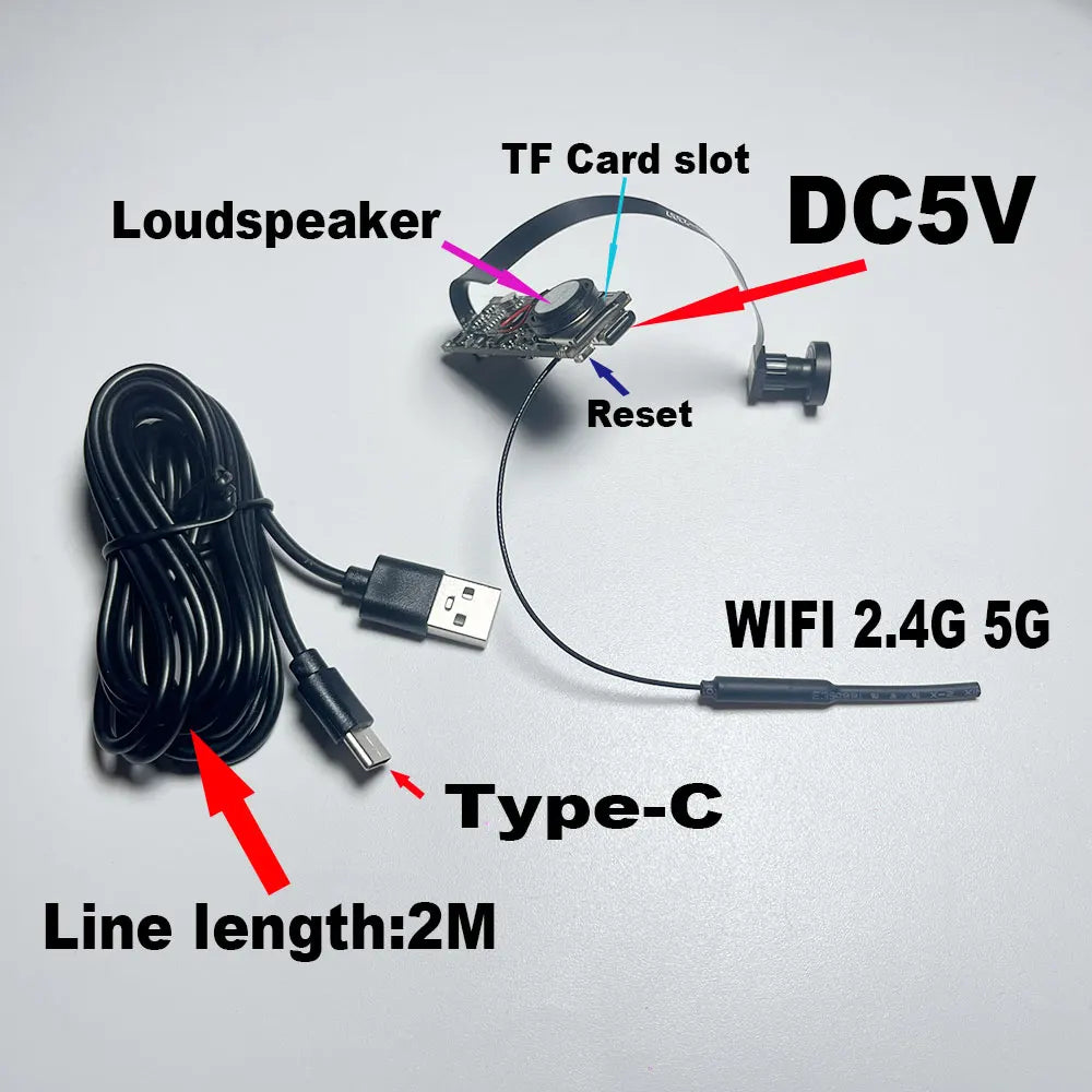 Tuya Mini wifi Pcb Camera Wide angle 2.1mm 3MP Indoor Onvif Built-in Audio TF Card Slot IPC  Smart Security TUYA APP Cam