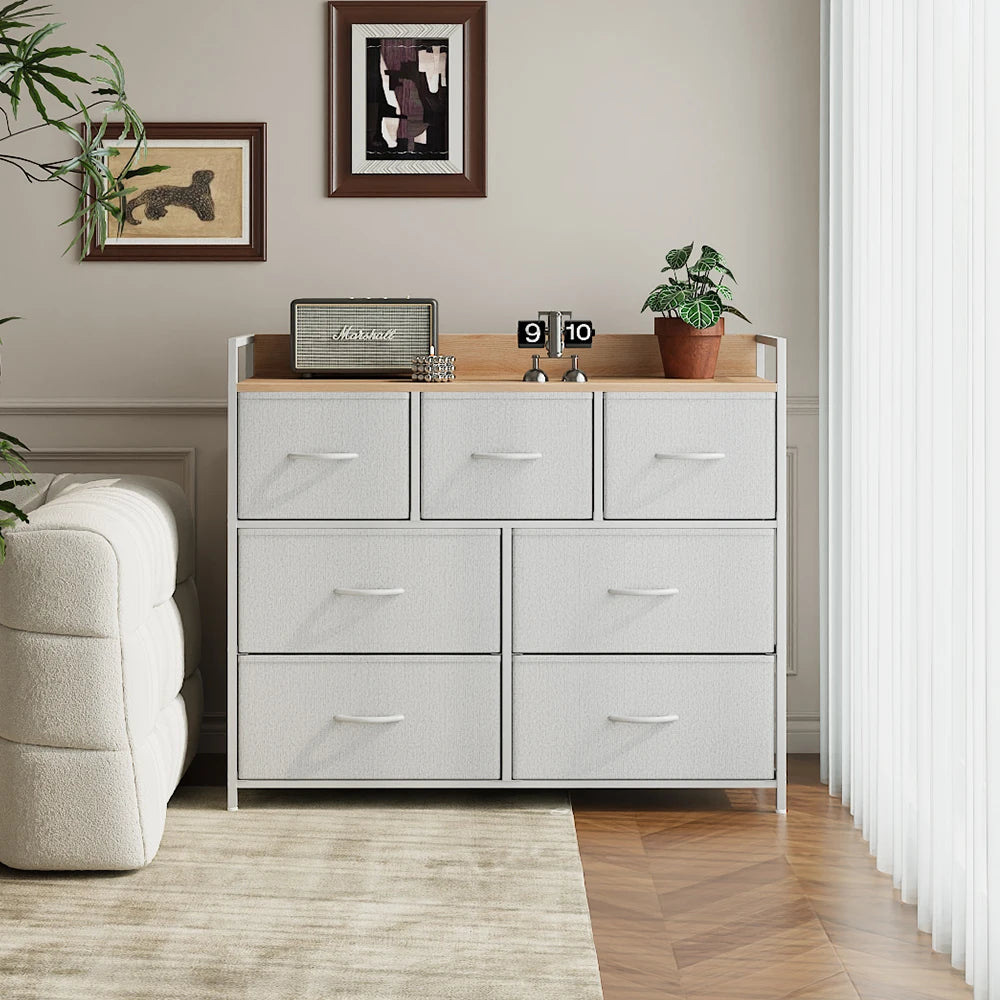 Voltsify White 7-Drawer Metal Frame Chest of Drawers
