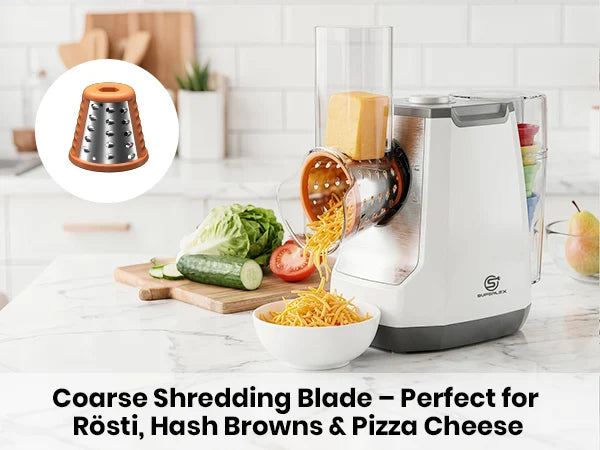 SUPERLEX 5 in 1 Electric Grater 150W Motor Easily Puts In Large Food For egetable Cutter & Slicer Kitchen Cheese Chopper Machine