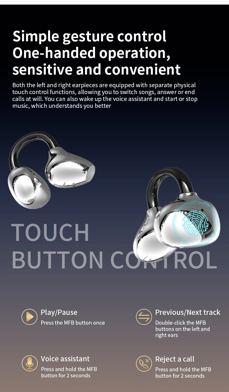 AI Translation Earbuds Pearl Clip Ear Open Bluetooth Earbuds 144 Languages Real-Time Translation for Travel Business Learning