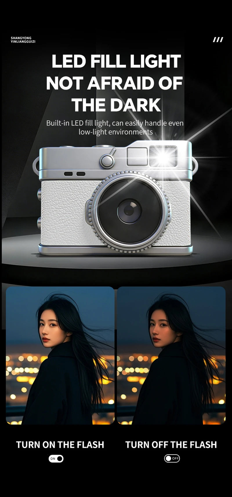 Lenovo 1080P HD 8MP Mini Retro Digital Camera Pocket Camera CCD for Students Featuring Filters and Leather-Textured Finish Gift