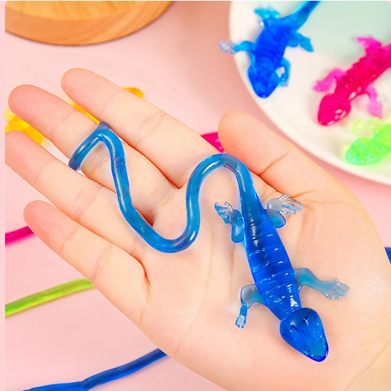 10/50PCS Rainbow Sticky Gecko Stress Relief Squeeze Sensory Toys Boys And Girls Birthday Party Favors Sticky Gecko Pinata Filler