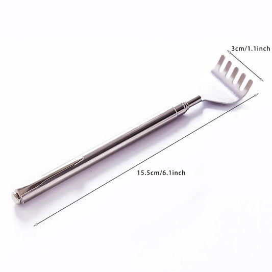 Adjustable Stainless Steel Back Scratcher with Retractable Claw for Portable and Convenient Massage and Tickle Relief