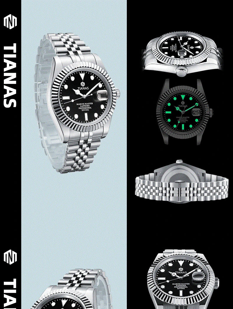 TIANAS Men`s Watch Sapphire Glass Japan quartz movement Clock Men Relogios Masculino 316L SS Case Swimming 50M Waterproof