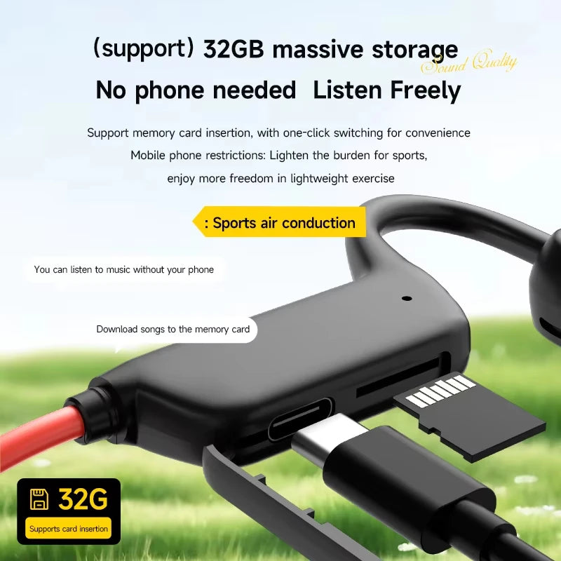 New Bone Conduction Headphones IPX8 Waterproof MP3 32GB Bluetooth5.4 Wireless Headphones With Mic Swimming Sports Fitness 2026