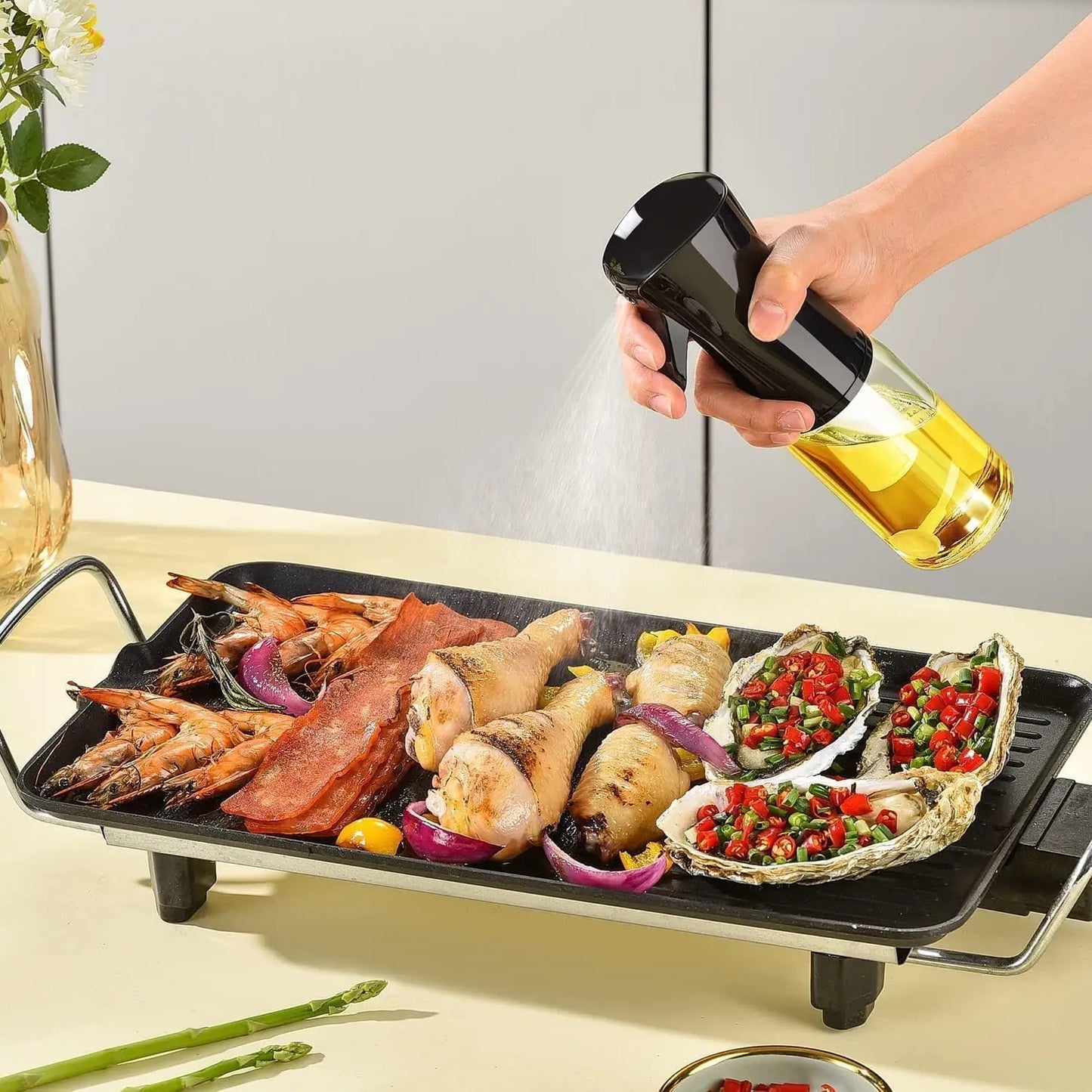 200/300/ml Oil Spray Bottle BBQ Cooking Olive Oil Sprayer Plastic Baking Oil Spray Empty Bottle Vinegar Bottle
