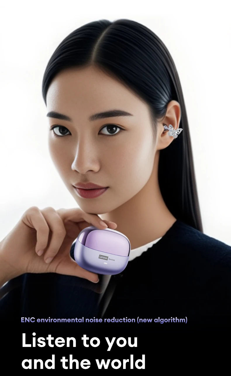 Choice Lenovo LE302 OWS Ear clip Wireless Earphones Low Latency HD Call Bluetooth Headphones HiFi Music Sport Fashion Earbuds
