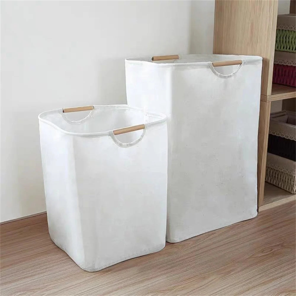 Waterproof Laundry Basket Cotton Linen Dirty Clothes Dirty Fabric Storage Basket Foldable Large Size Sundries Organizer  ﻿