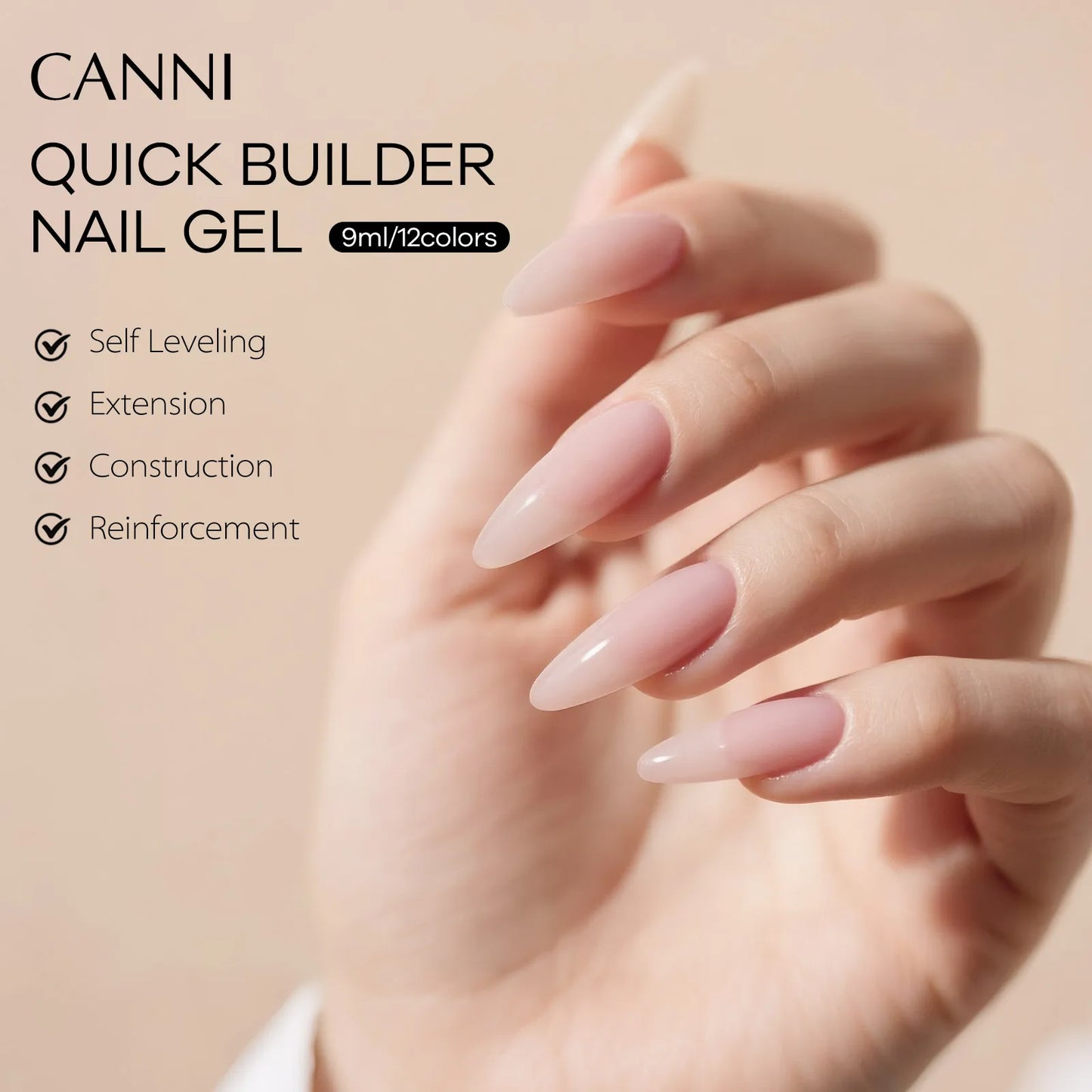CANNI Nail Gel Polish HEMA/TPO FREE Extension UV Gel Builder Nail Gel In Bottle Semi Permanent Rubber Base Self-leveling Gel