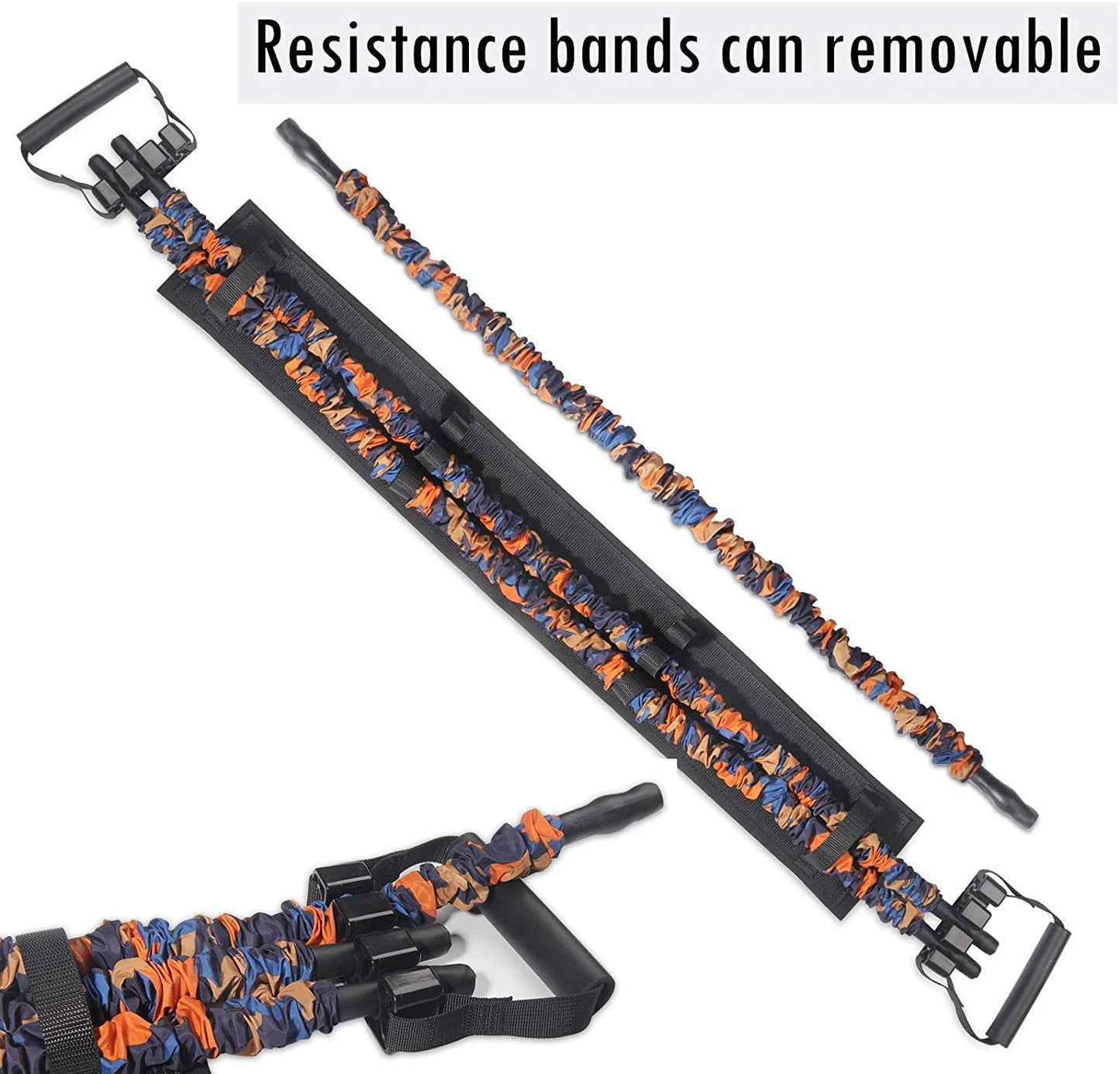 Adjustable Bench Press Band with Bar Chest Builder Workout Equipment Upgraded Push Up Resistance Bands Home Gym Travel Training