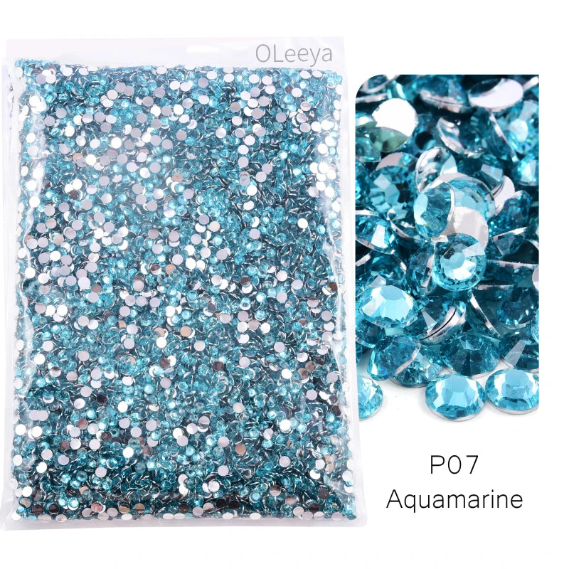 Oleeya Wholesale Flatback Silver bottom Resin Cтразы Non hotfix Rhinestones in Big Package Glitter Crystals and Strass For 네일파츠