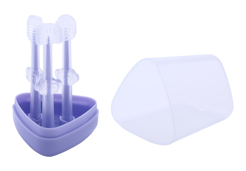 3pcs/set Pet Toothbrush Purple Cat Silica Gel Brush Clear Up Bad Breath Tartar Teeth Care Dog Cat Cleaning Mouth Dogs Supplies