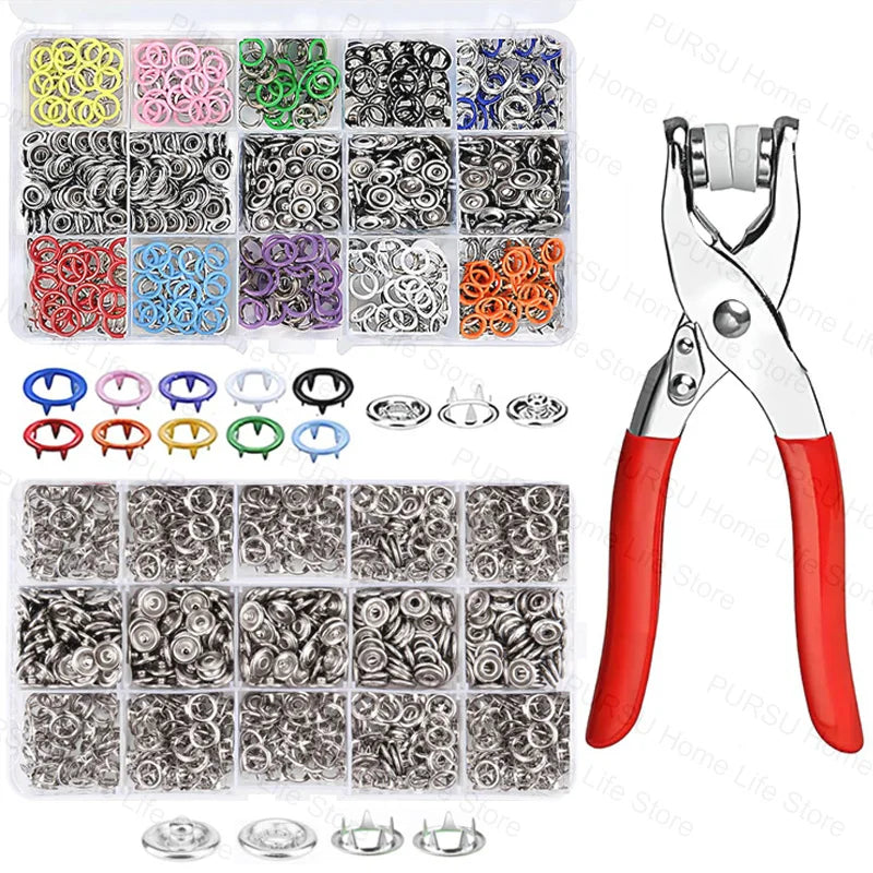 9.5mm Metal Hollow Five-Claw Snap Button For Installing Clothes Bag Sewing And DIY Craft Hand Pliers Tool