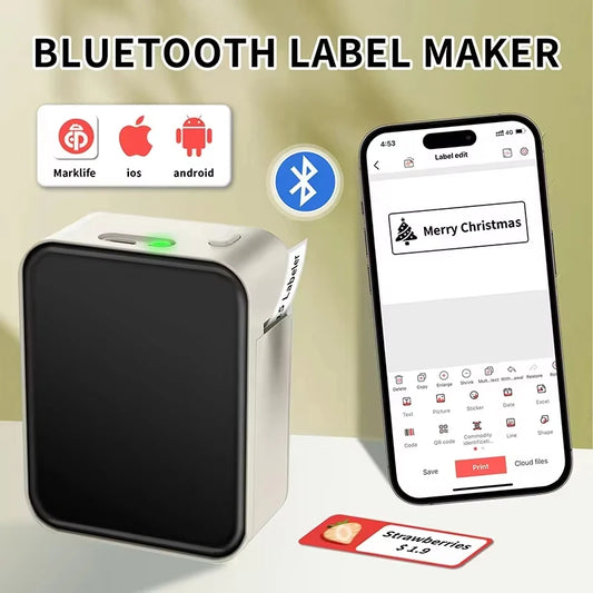 Marklife P15 Mini Portable Label Printer Smart Pocket Printer Thermal Adhesive Sticker Labeling Machine ot 3PK Label Paper NoInk