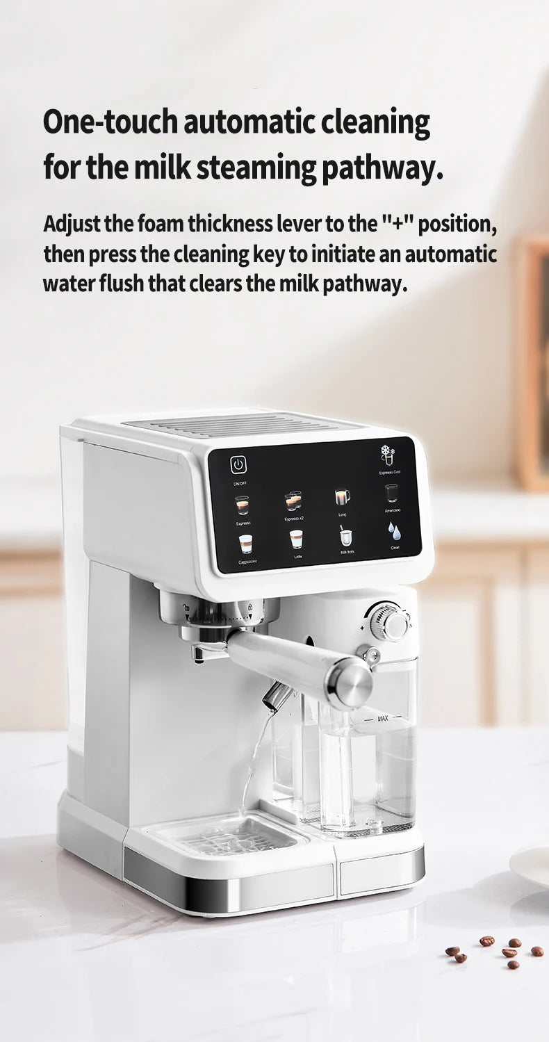 Multifunctional fancy coffee machine,Automatic milk frothing and cleaning functions,Cold/Hot Extraction ,Intelligent color scree