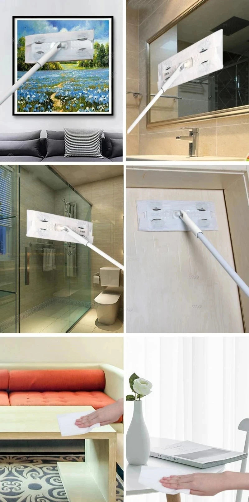 Disposable Mop Cloth Cleaning Mop 360° Rotating Dry and Wet Flat Household Electrostatic Dust Removal Mop Floor Tile Floor Clean