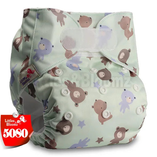 [Littles&Bloomz] Baby Washable Reusable Real Cloth STANDARD Hook-Loop Pocket Nappy Diaper Cover Wrap, suits Birth to Potty