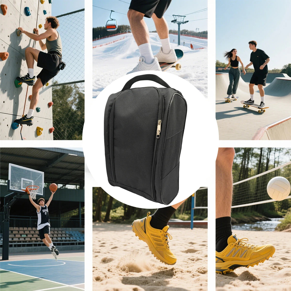 Portable Golf Shoe Bag Oxford Cloth Shoe Carrier Bags Breathable Lightweight Golf Handbag Dustproof Football Tennis Shoe Bag