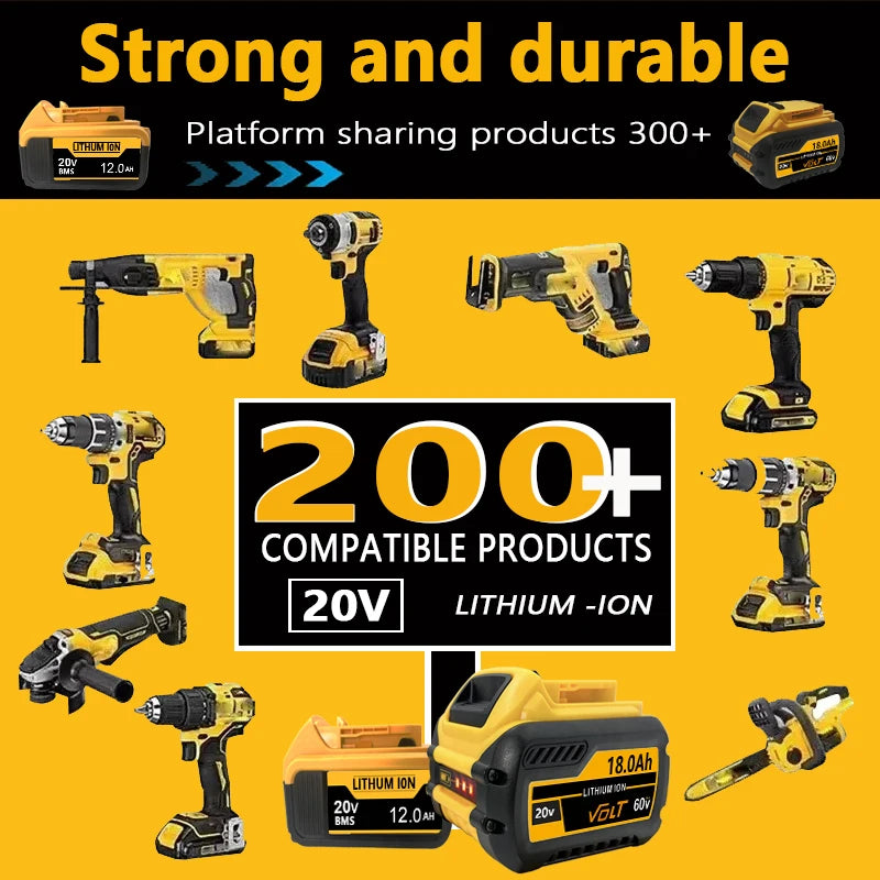 New High-power For DEWALT 20v/60V battery DCB200 DCB205 DCB206  * power tool 18V battery 3AH 8AH 12AH 18AH batteries  DCD805