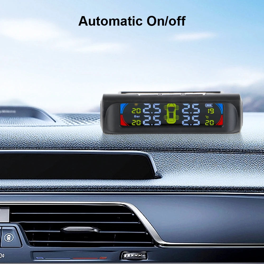 Tire Pressure Monitoring System Temperature Warning New C External Battery Version Sensors Solar TPMS Car Tyre Pressure Monitor