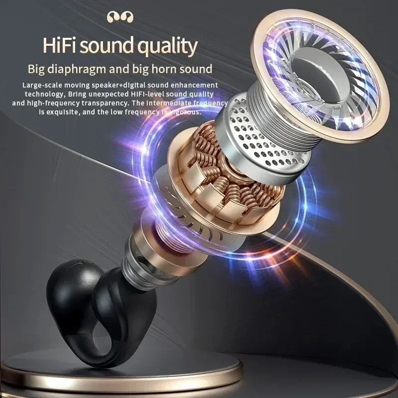 TWS Bluetooth Wireless Headphones Clip Ear Music Noise Canceling Headset HD Call Sports Gaming Earphones for all smartphones