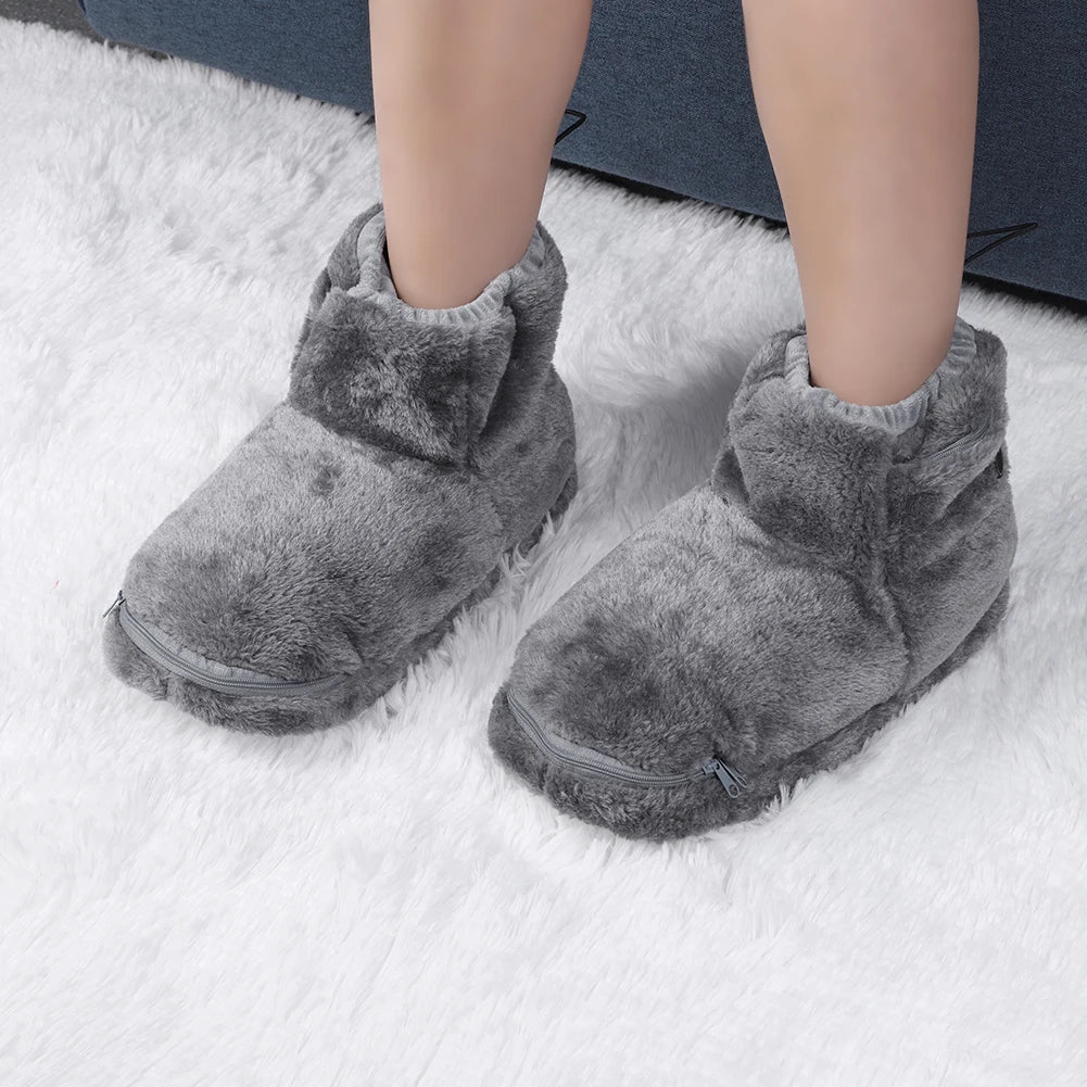 USB Heater Shoes Men Women Winter Warm Snow Boots Foot Warmer Plush Heating Rechargeable Slippers Electric Heated Shoes Feetwear