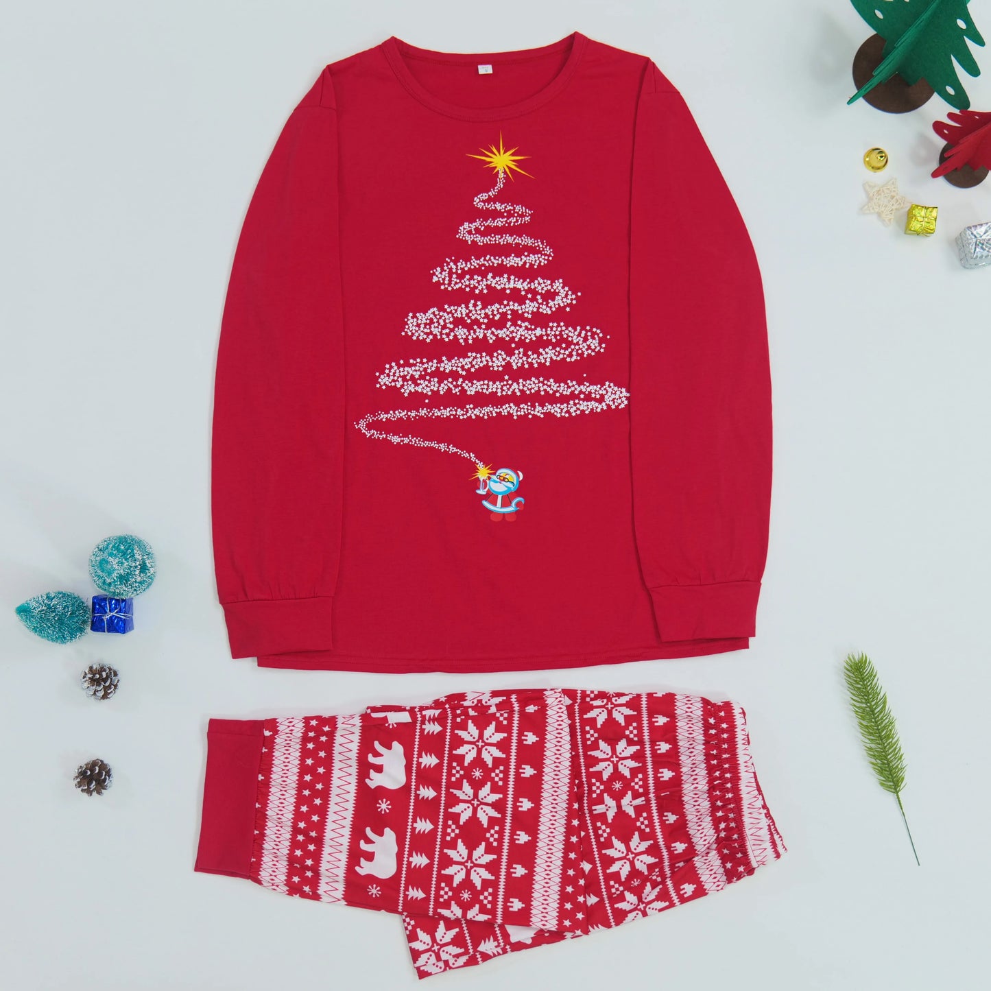 Christmas Look Pajamas Set Mom Dad Kids Dog Matching Pyjamas Cute Elf Print Sleepwear Soft Loose 2 Pieces Suit Xmas Wear Pijamas