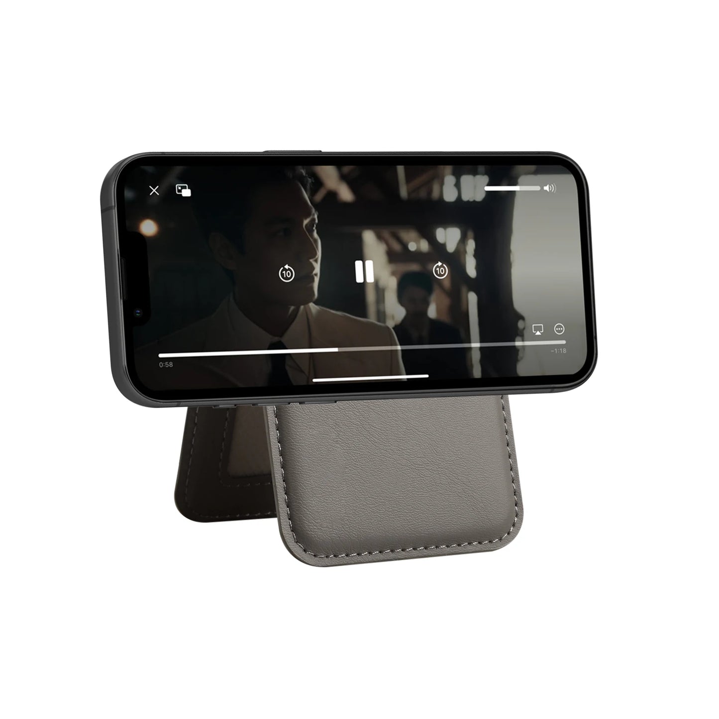 Premium PU Leather Magnetic Phone Card Holder, RFID Anti-Skimming Wallet Compatible with Magnetic Wireless Charging Smartphones,