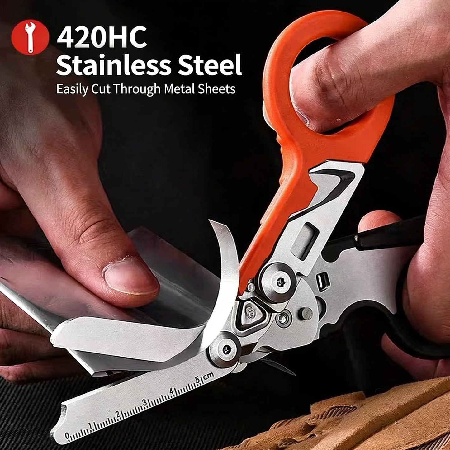 Multifunctional Emergency Response Shears - With Strap Cutter & Glass Breaker For Outdoor Rescue