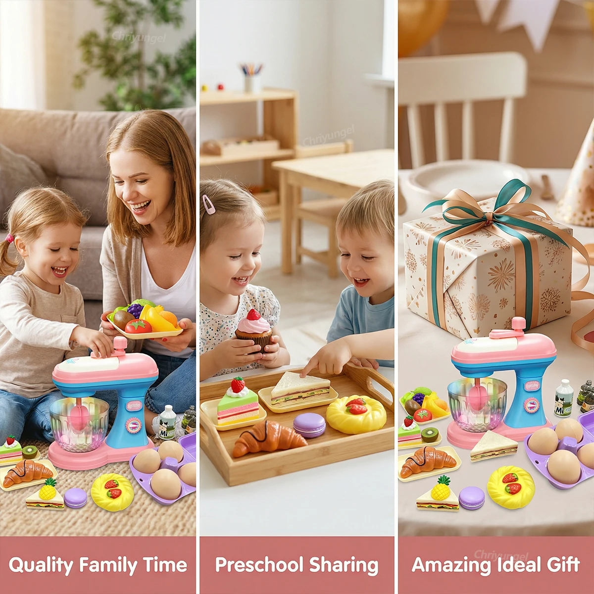 Pretend Play Toy Mini Kitchen Appliances Set for Toddlers Air Fryer Washing Mixer Educational Toys Gift for Kids Girls Boys