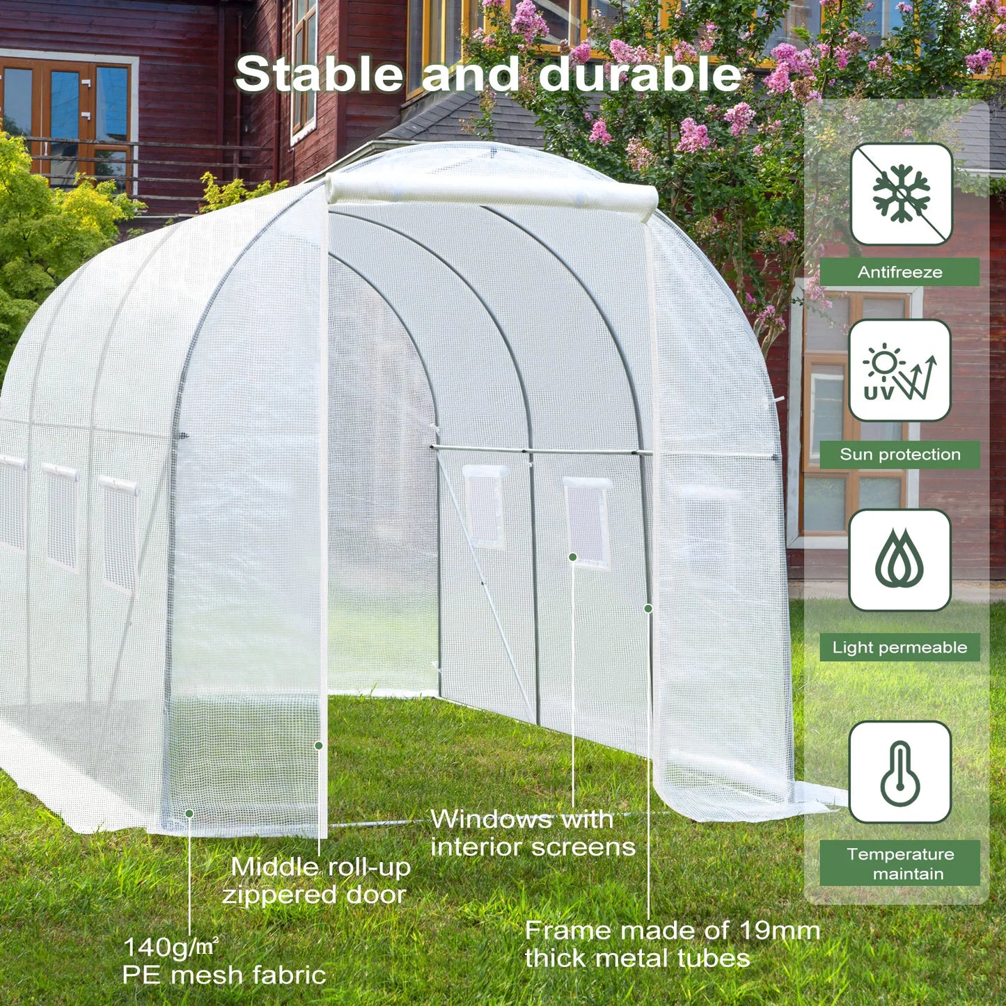 WOLTU Garden Greenhouse Plant Shelter Protective Tent with 1 Door and 6 Windows Winterproof Steel Tube for Outdoor