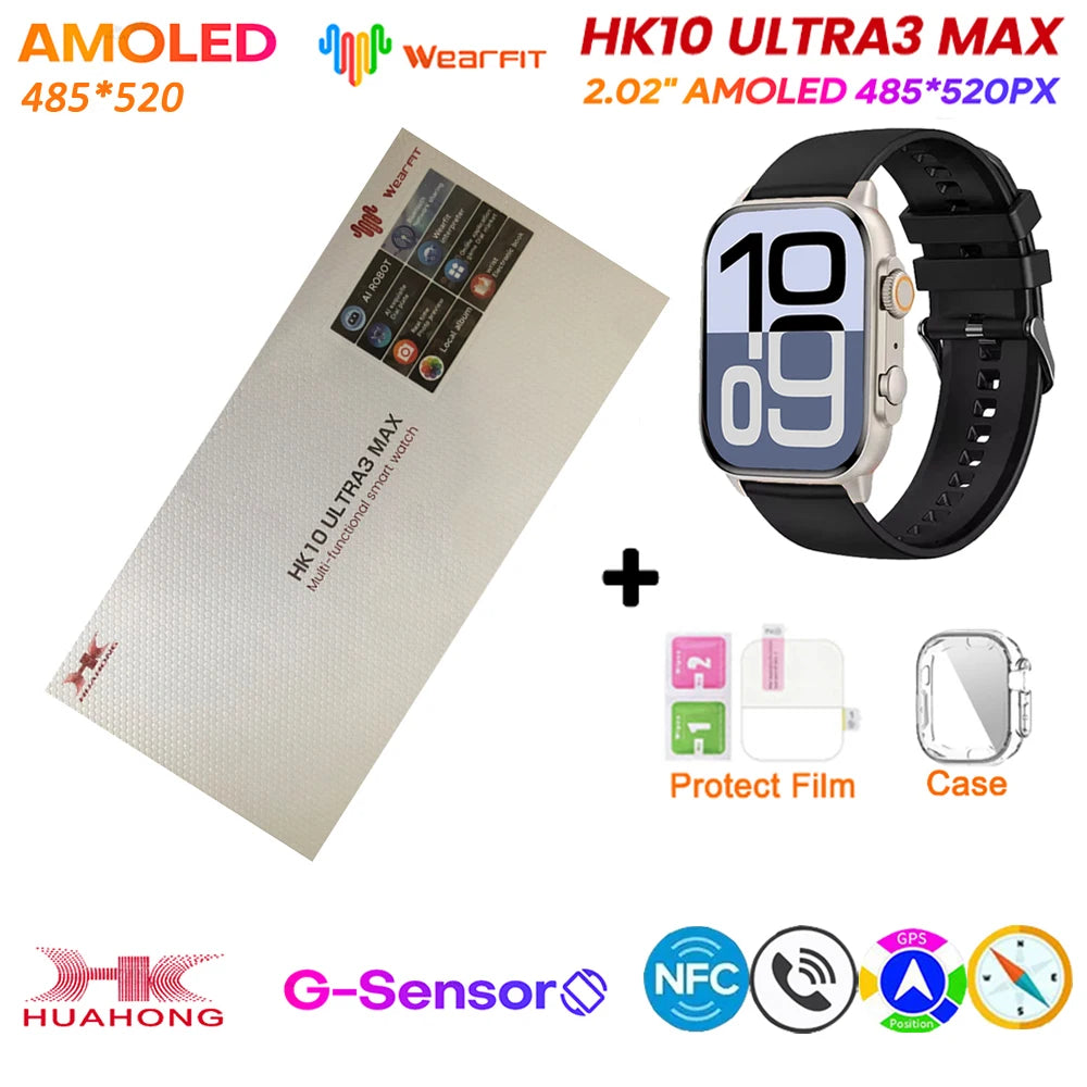Original HK10 Ultra 3 MAX SmartWatch 2025 For Man Women 49mm HD AMOLED 4GB ROM AI ROBOT NFC GPS Smart Band Watch For IOS Android