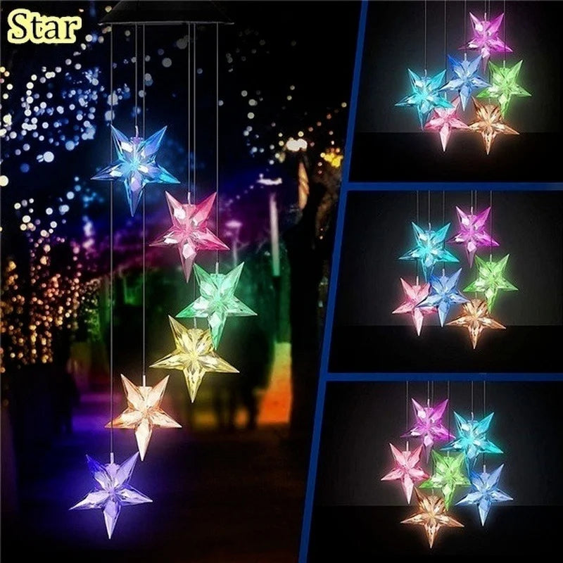 LED Solar Wind Chime Crystal Ball Hummingbird Wind Chime Light Color Changing Waterproof Hanging Solar Light For Home Garden