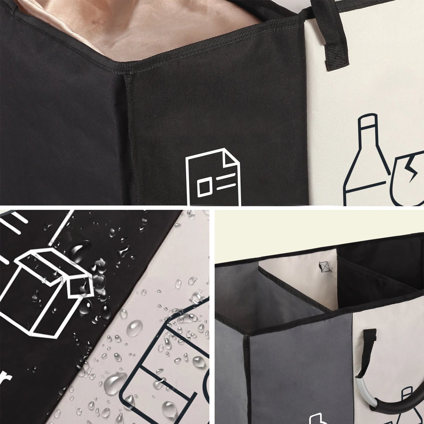 Deposit Bottle Collector Bins with 3 Compartments Recycling Bins Odor-Resistant Recycle Bin Indoor Bottle Hamper for Hom