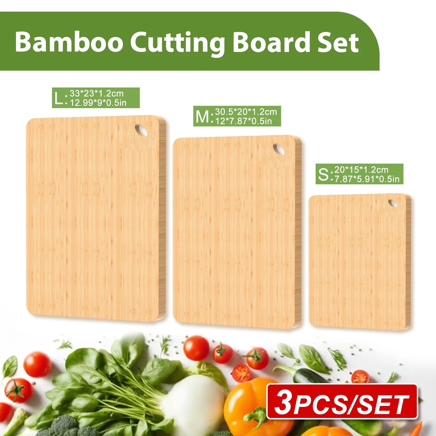 Kitchen Bamboo Cutting Board Set Cutting Board Thickened Solid Wood Cutting Board Double-sided  Cutting Boards  Multi-size Kitchen Wooden Cutting Boards, Convenient Kitchen Essentials,  for Chopping and Serving