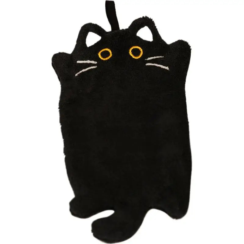 Cartoon Cat Hand Towel Thickened Absorbent Kitchen Heat Resistant Pad Hanging Cleaning Cloth Towels