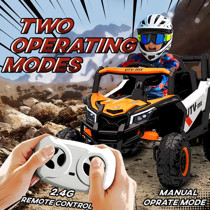 AIYAPLAY 12V Kids Ride On Car with Remote Control, Kids Electric Car with Suspension System, Music, for Ages 3-5 Years, Orange