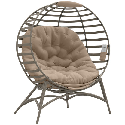 Outsunny Egg Chair with Cushion & Side Pocket - Sand